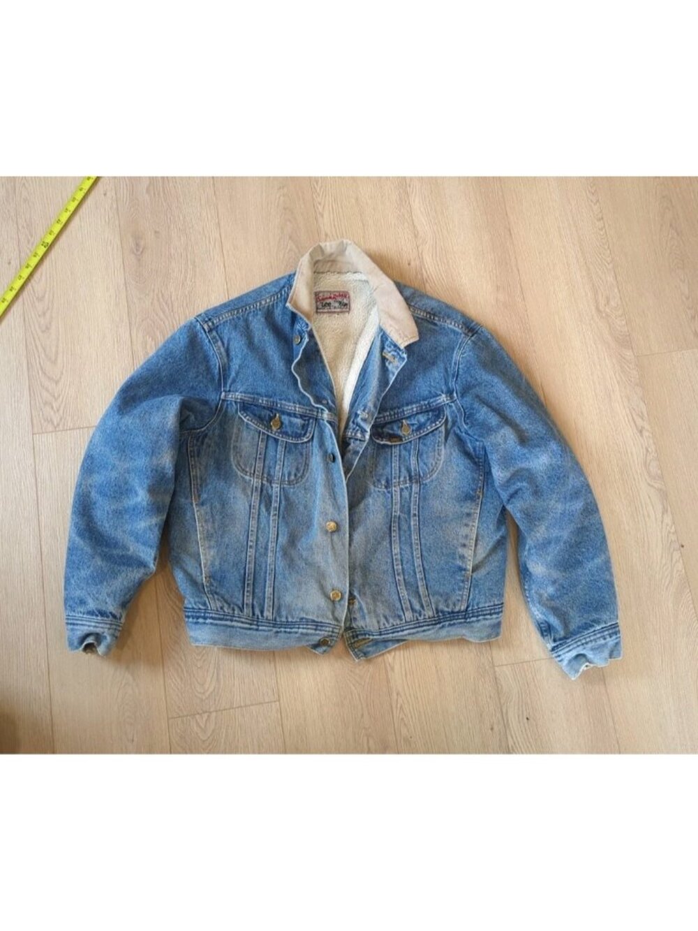 80s VINTAGE FADED LEE STORM RIDER SHERPA LINED DENIM JACKET SZ L  AUSTIN BUTLER